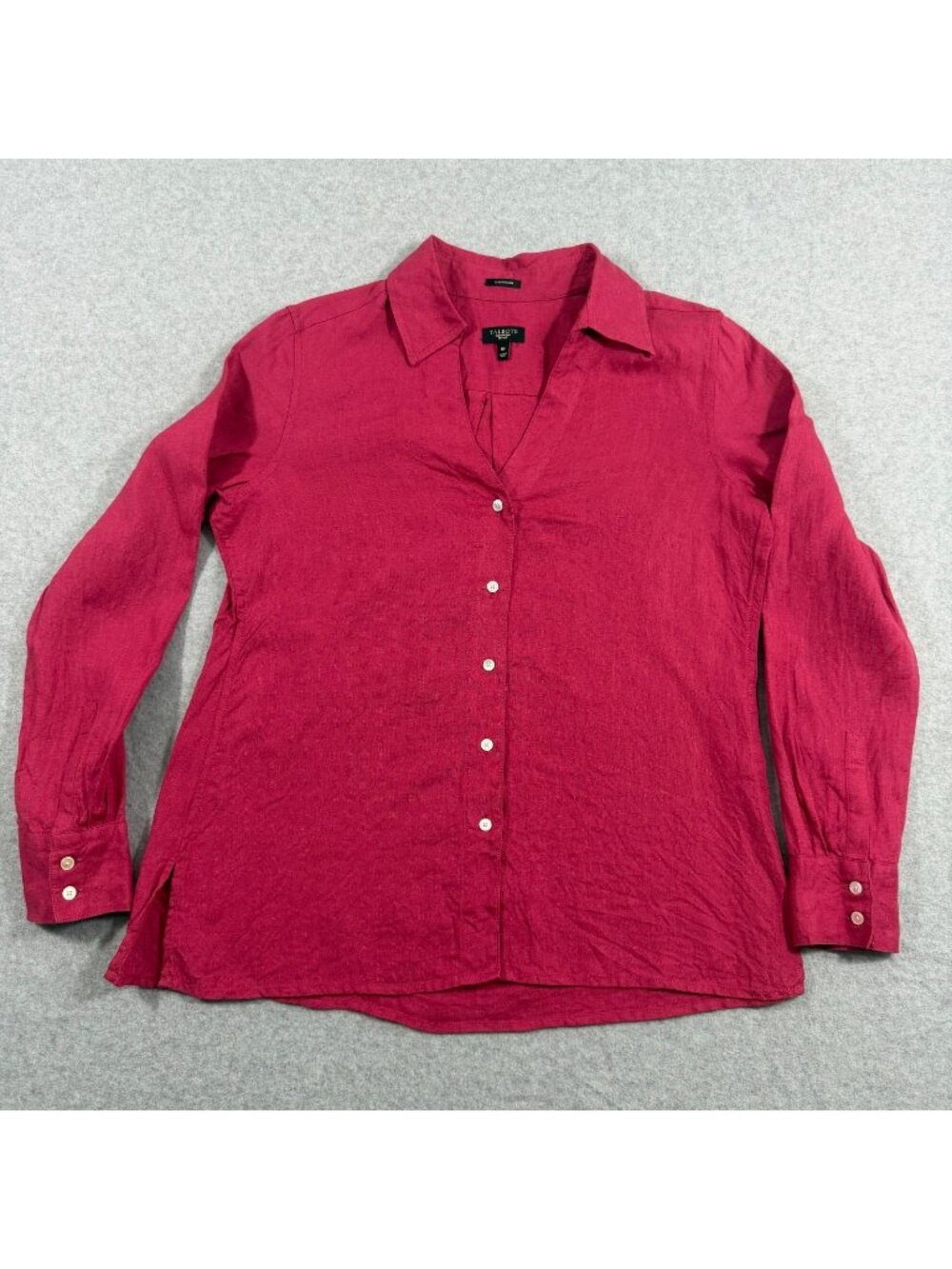 Talbots Petites Women's 8P Pink Pure Irish Linen Long Sleeve Button Up Shirt